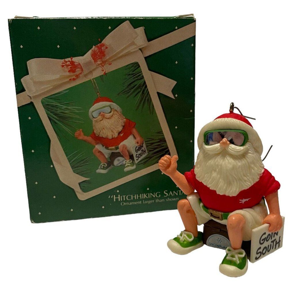 Vtg Hallmark Keepsake Christmas Ornament 1983 Hitchhiking Santa Goin' South